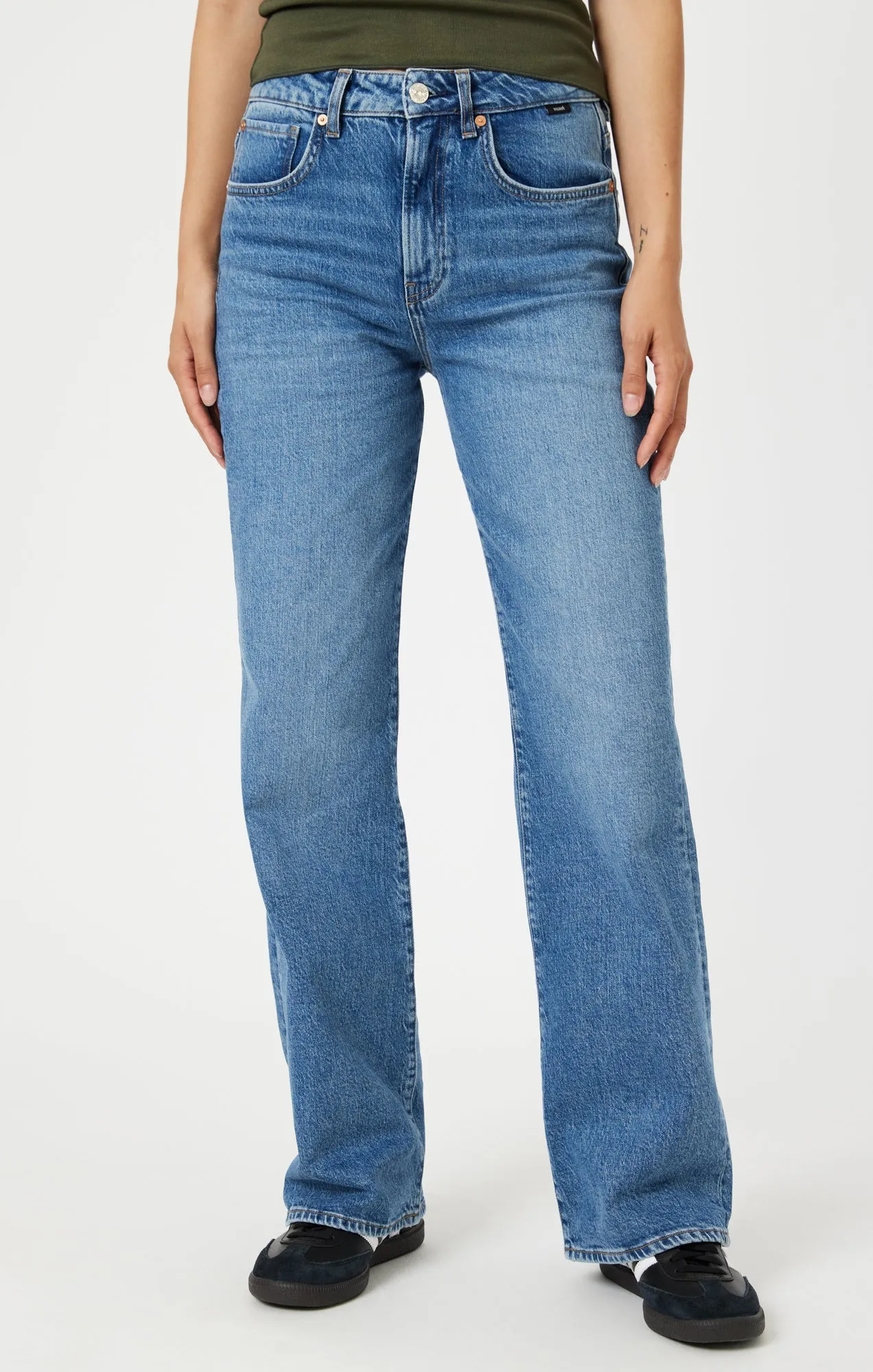 VICTORIA WIDE LEG IN DARK BRUSHED RECYCLED BLUE