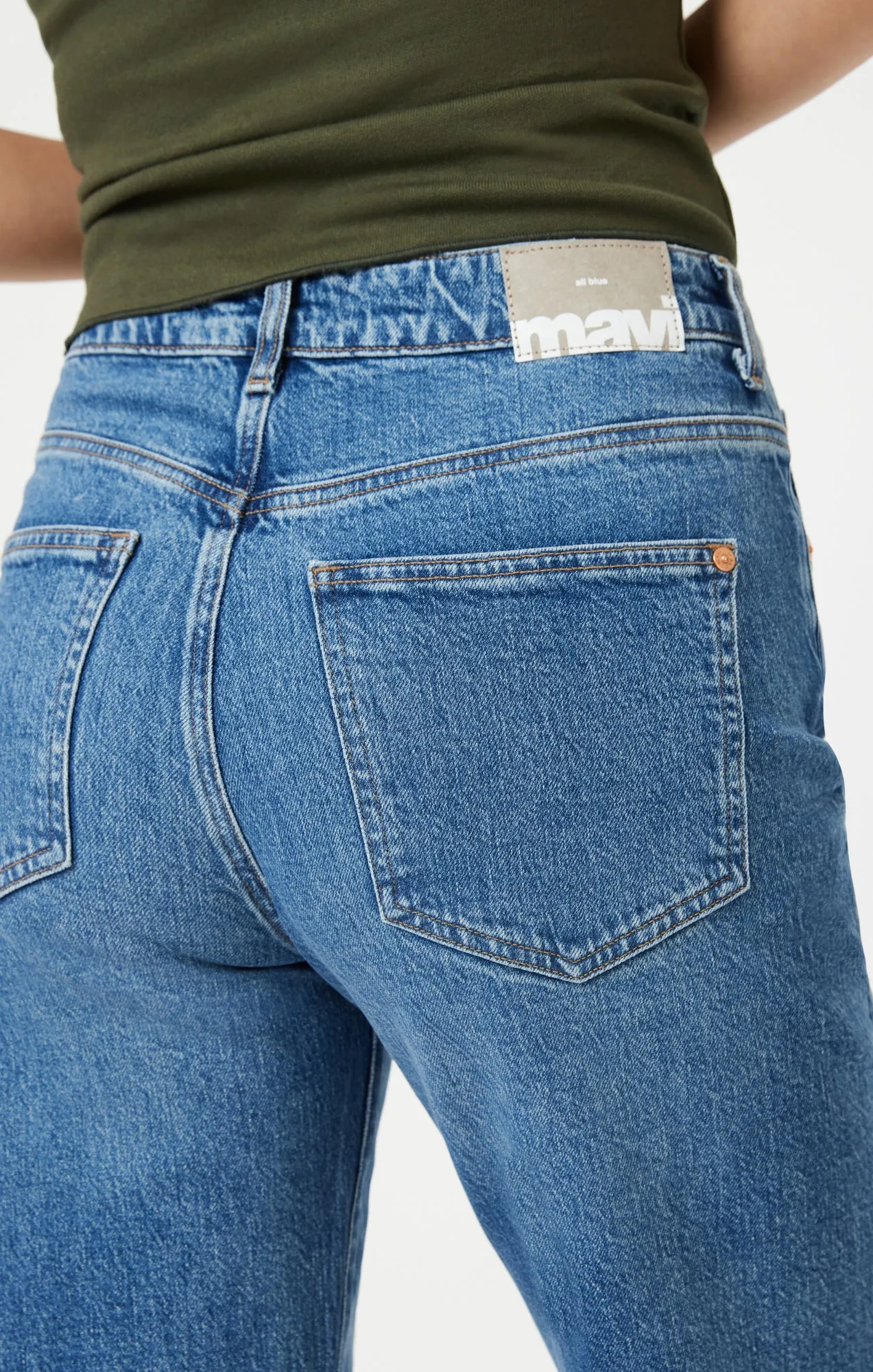 VICTORIA WIDE LEG IN DARK BRUSHED RECYCLED BLUE