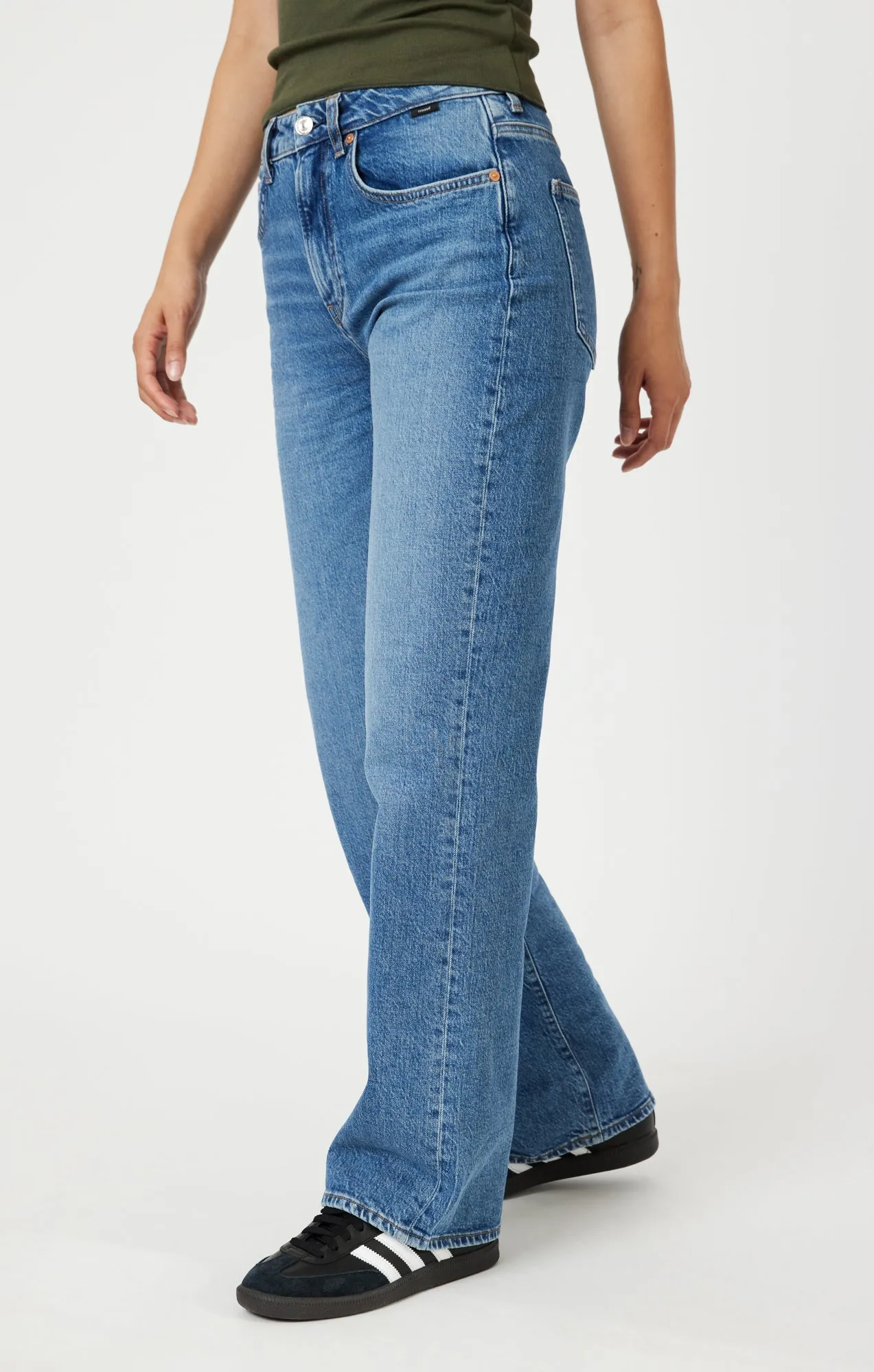 VICTORIA WIDE LEG IN DARK BRUSHED RECYCLED BLUE