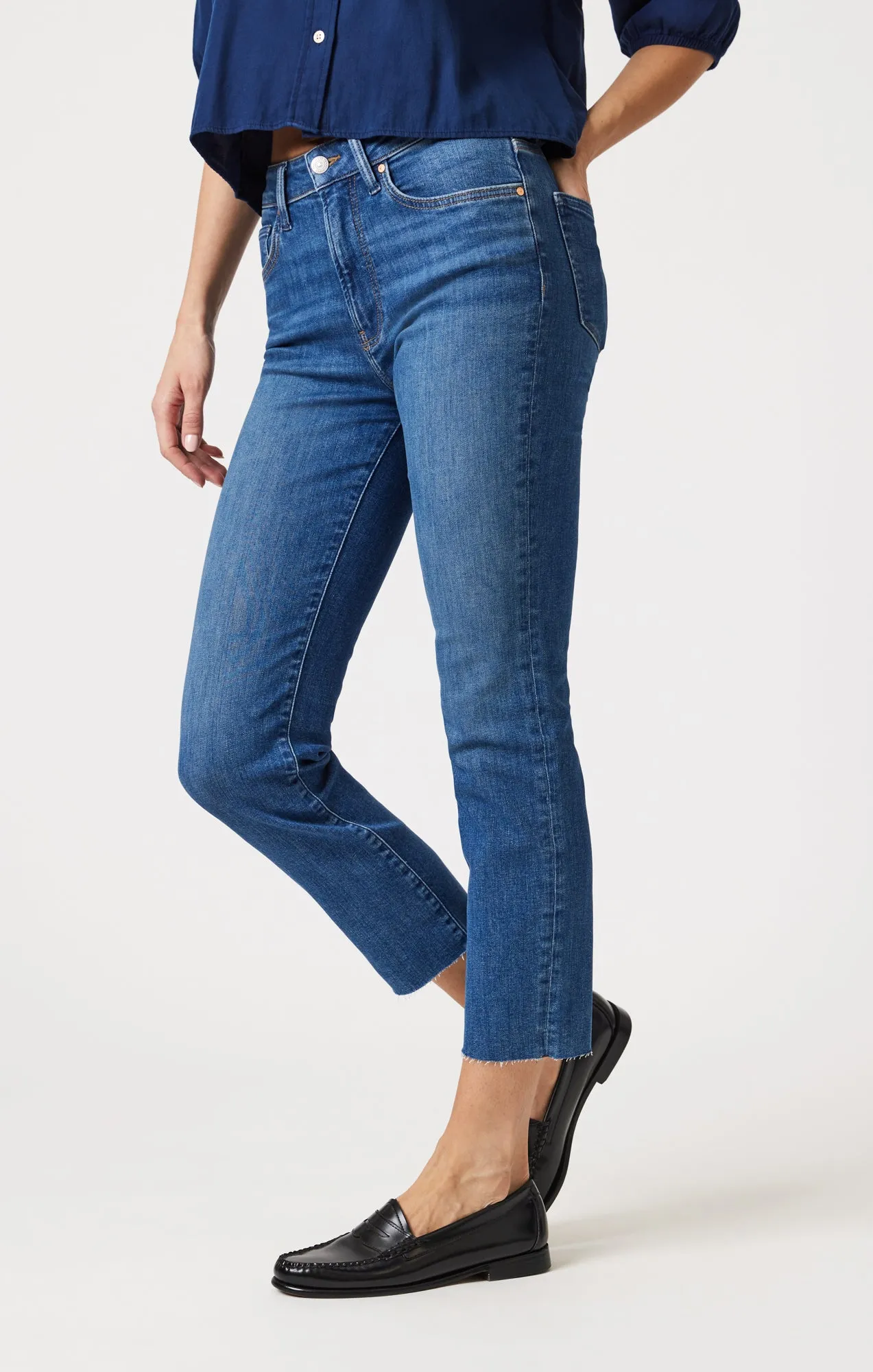 VIOLA STRAIGHT LEG IN MID BRUSHED FLEX BLUE
