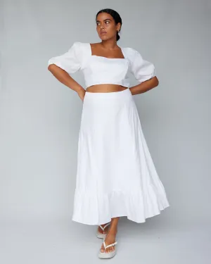 Violetta Linen Crop Top - White