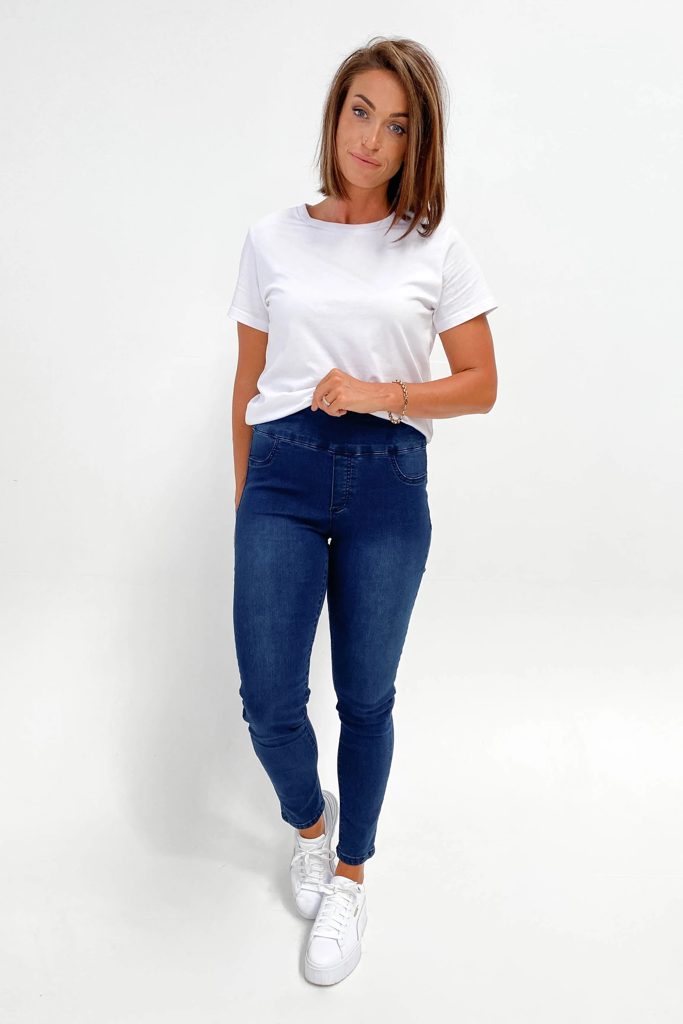 Wakee Denim Moxy Pull On Jean Dark Blue