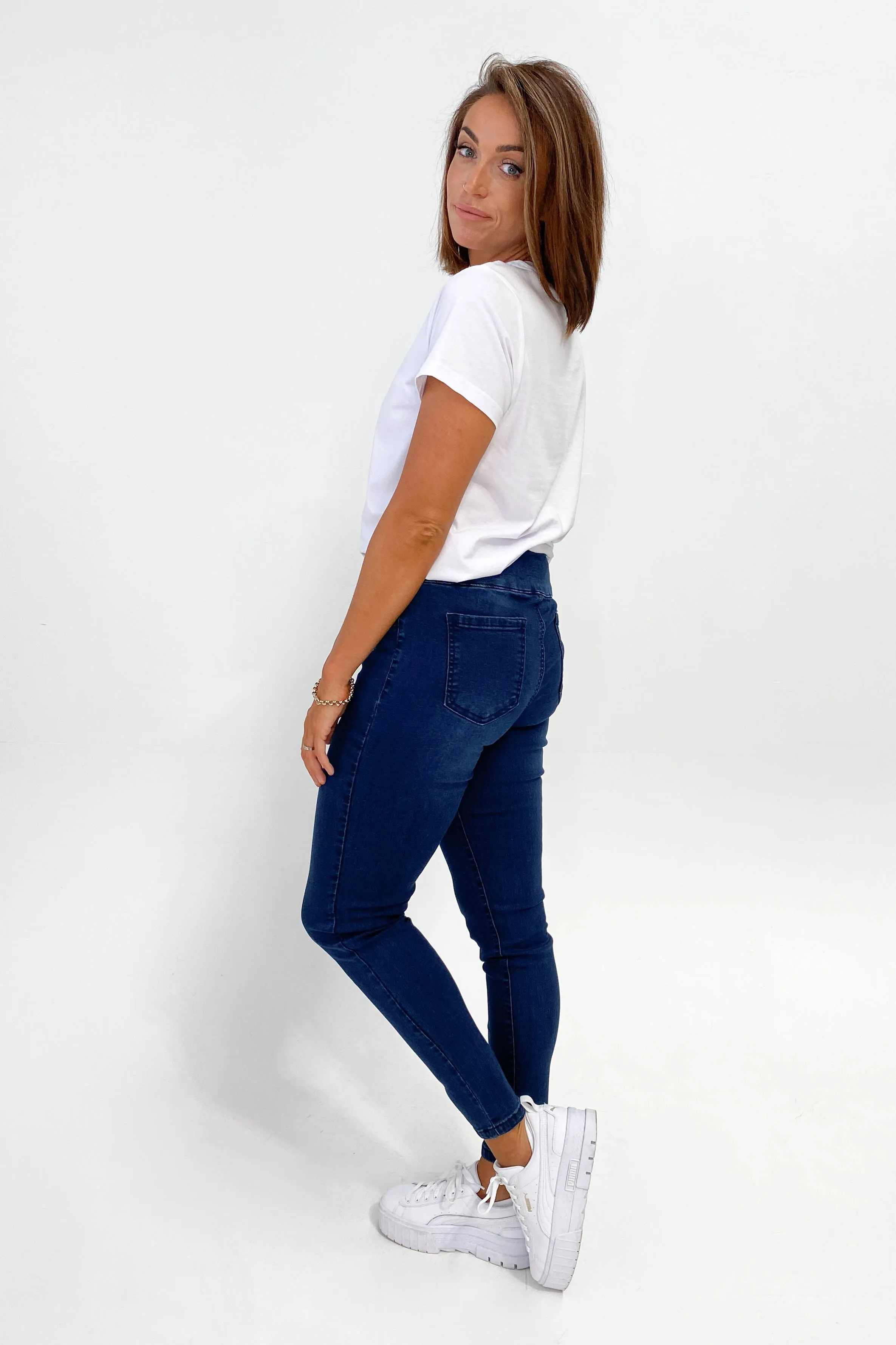 Wakee Denim Moxy Pull On Jean Dark Blue