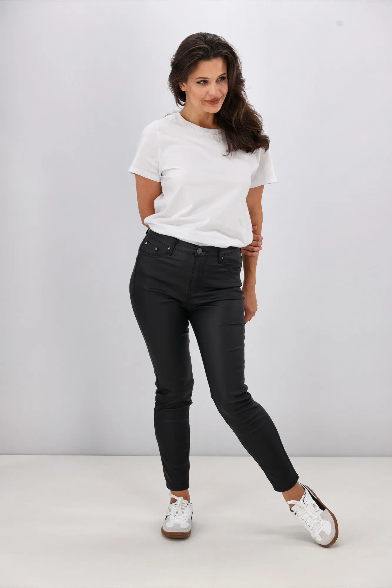 Wakee June Wet Look Denim Black