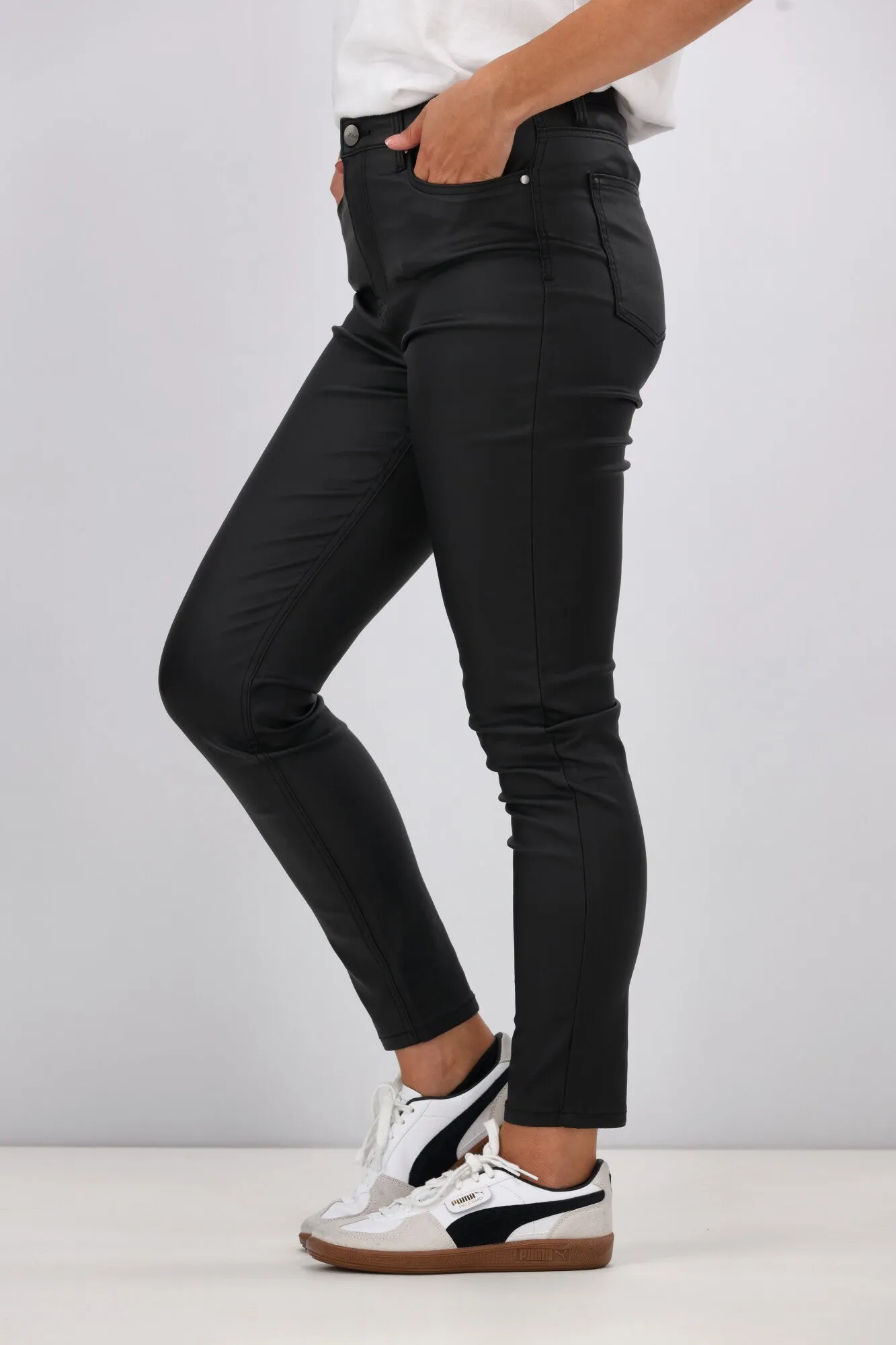 Wakee June Wet Look Denim Black