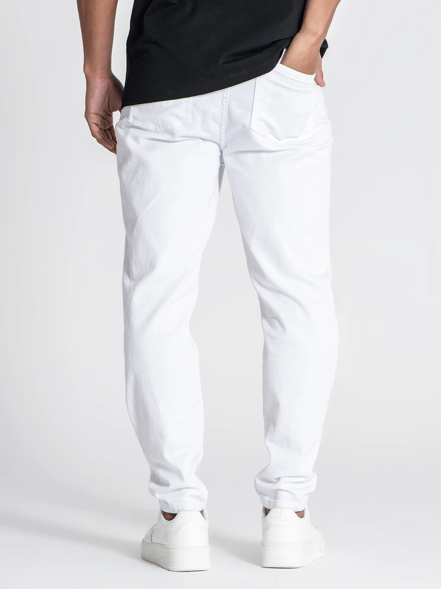 White GK Ripped Carrot Jeans