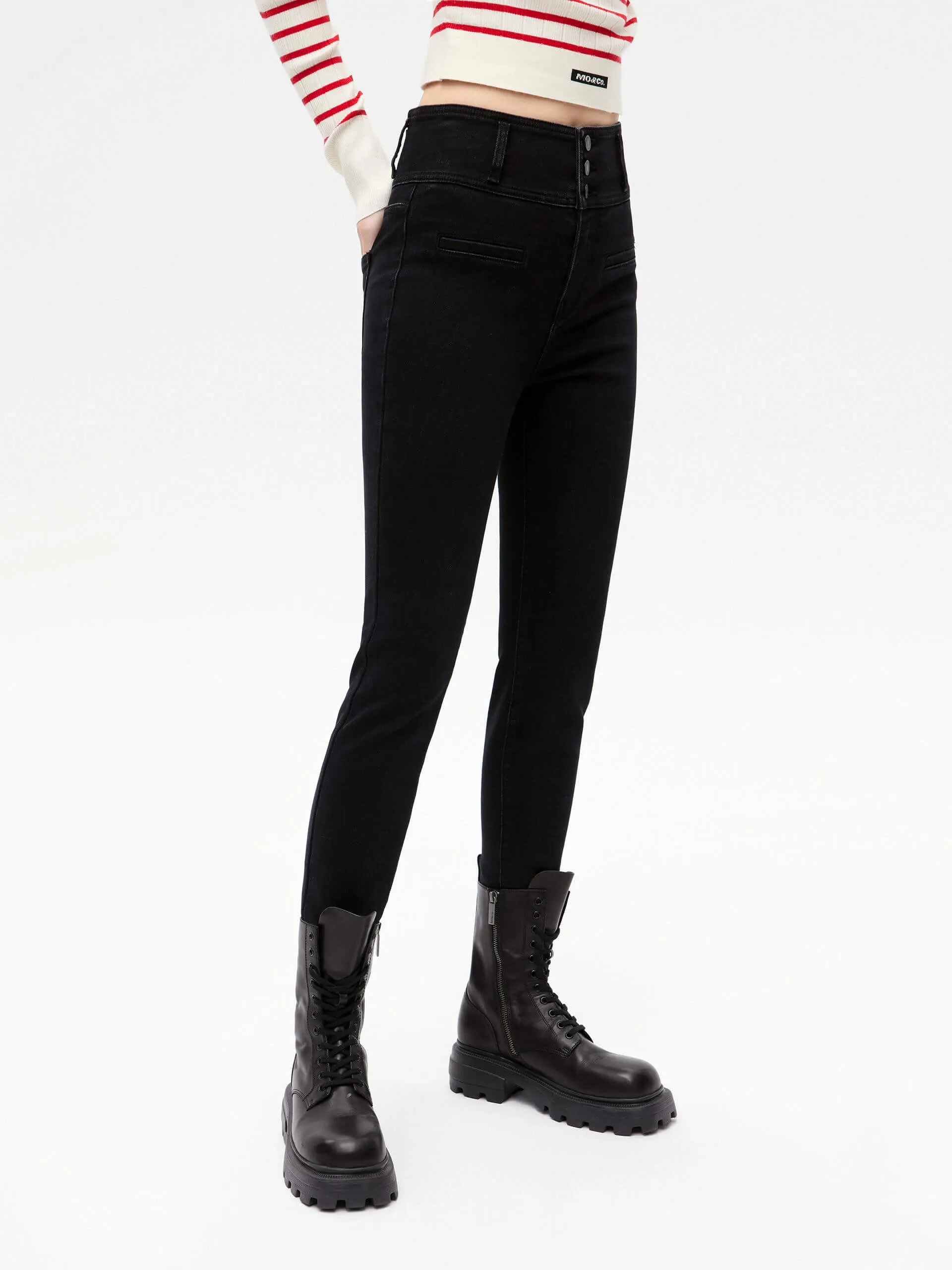 Wide Waistband Skinny Jeans