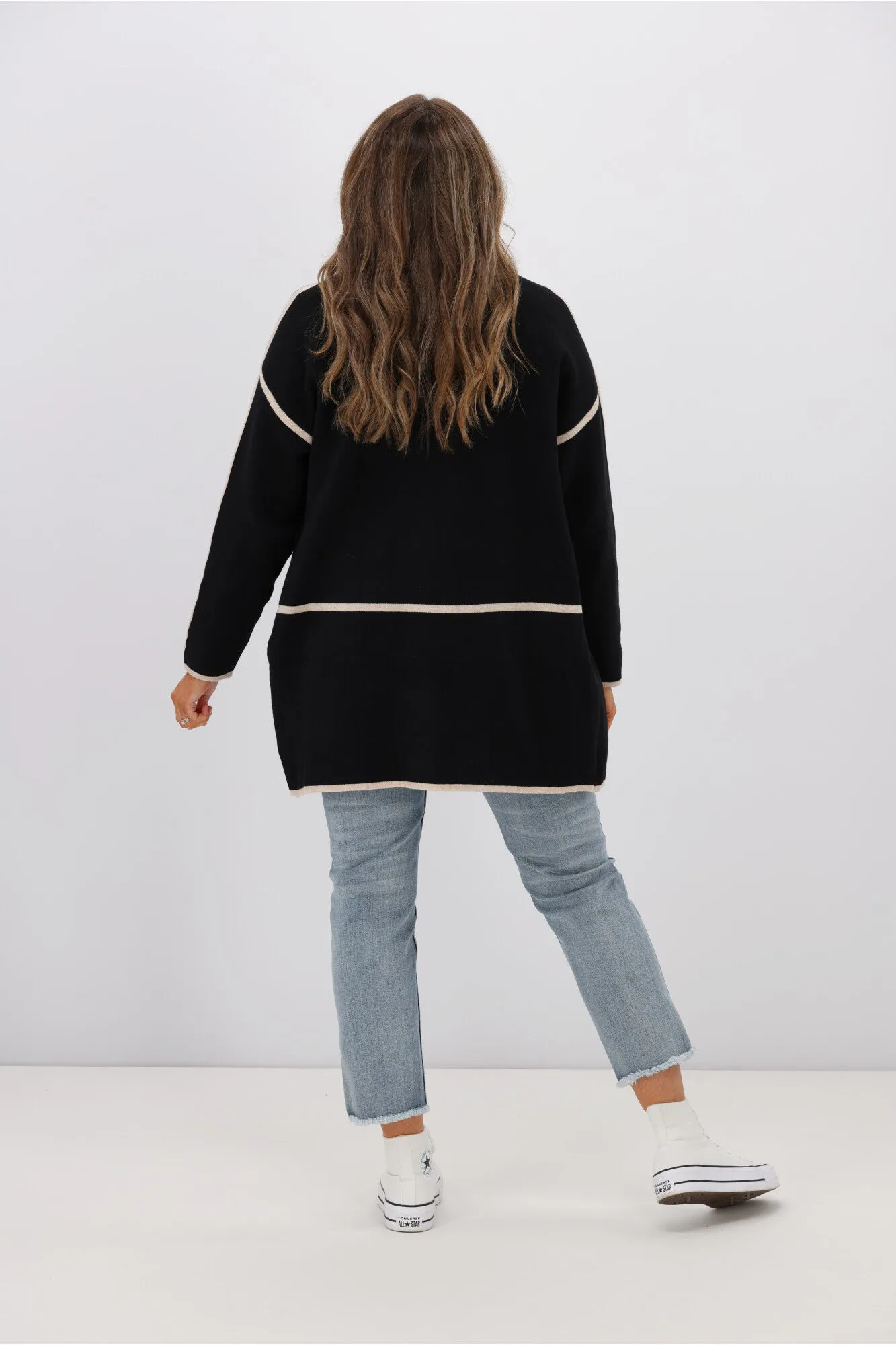 Willow & Tree Jasper Contrast Colour Trim Cardigan Black
