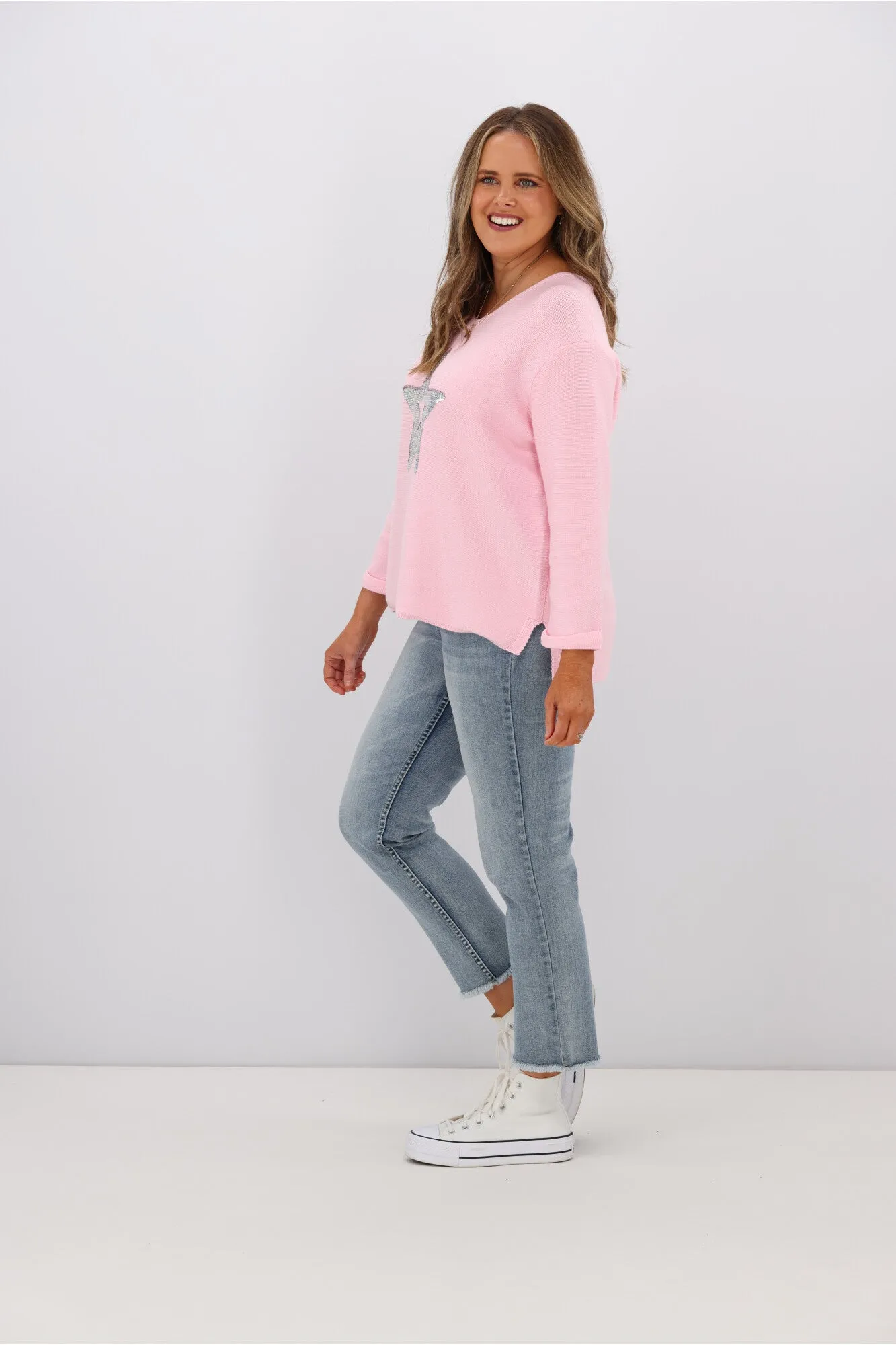 Willow & Tree Wren Star Sequin Knit Jumper Baby Pink