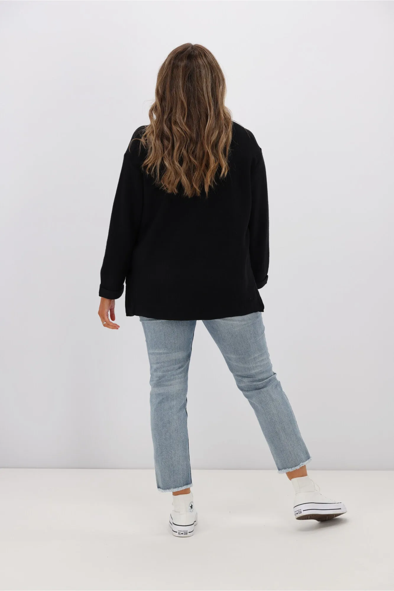 Willow & Tree Wren Star Sequin Knit Jumper Black
