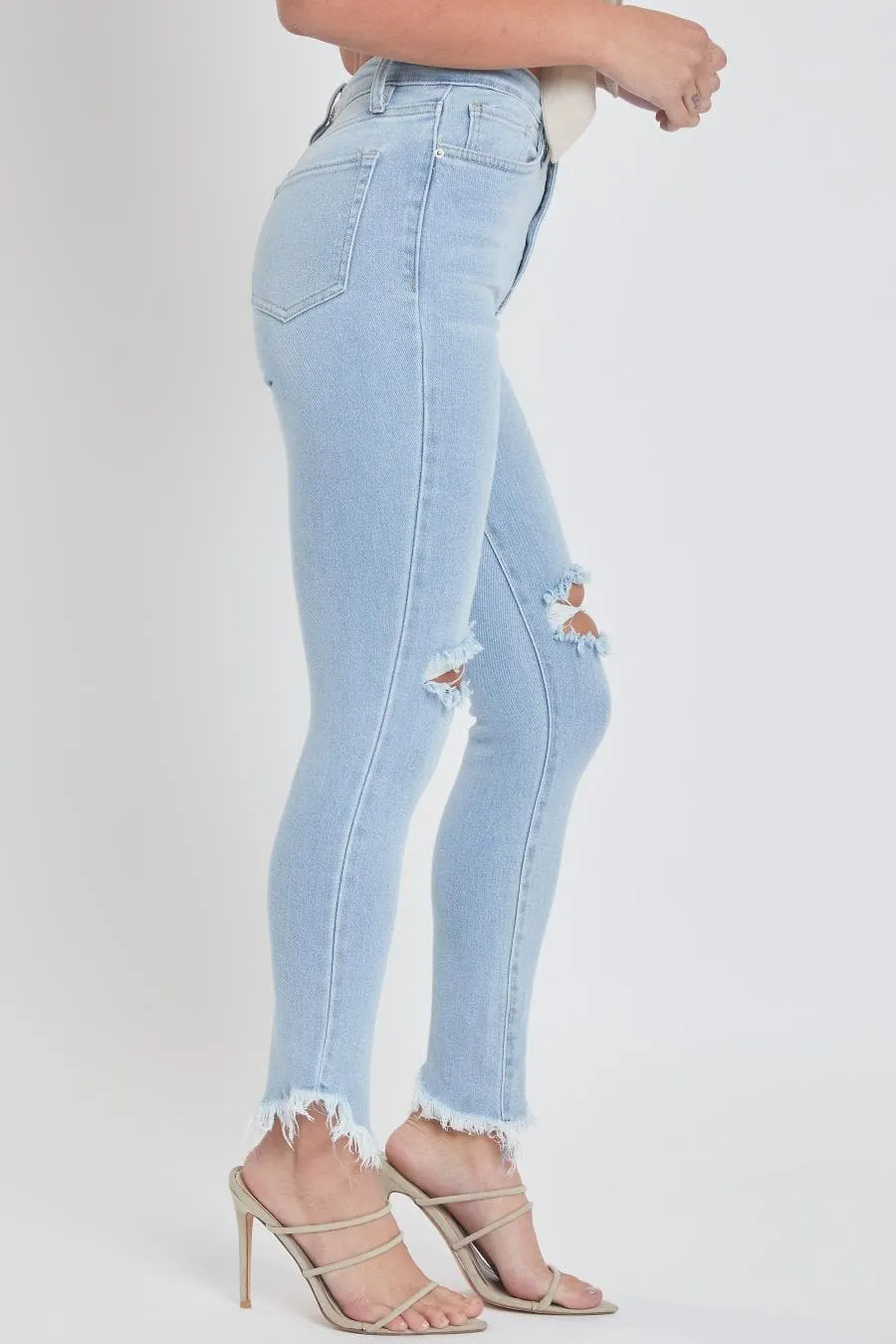 Women's Vintage Dream Skinny Ankle Jeans With Slanted Frayed Hem-Sale