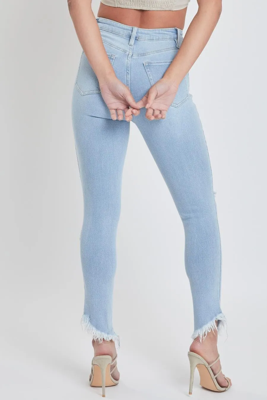 Women's Vintage Dream Skinny Ankle Jeans With Slanted Frayed Hem-Sale