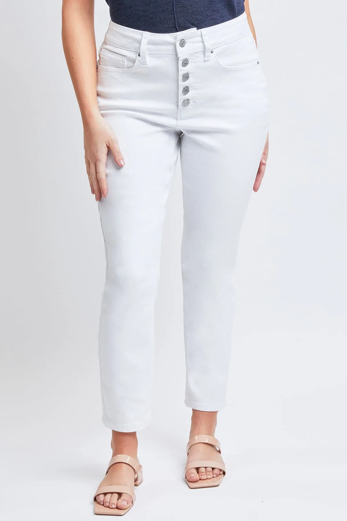 Women's Vintage High Rise Button Fly Skinny Ankle Jeans