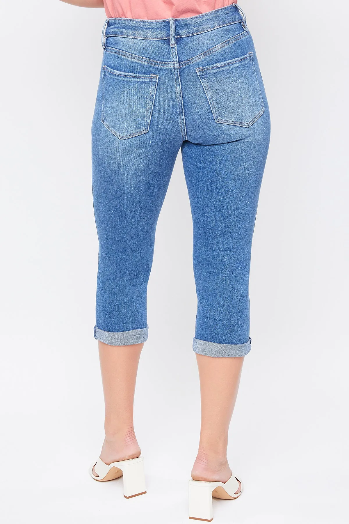 Women's Vintage High Rise Rolled Cuff Capri Jean-Distressed