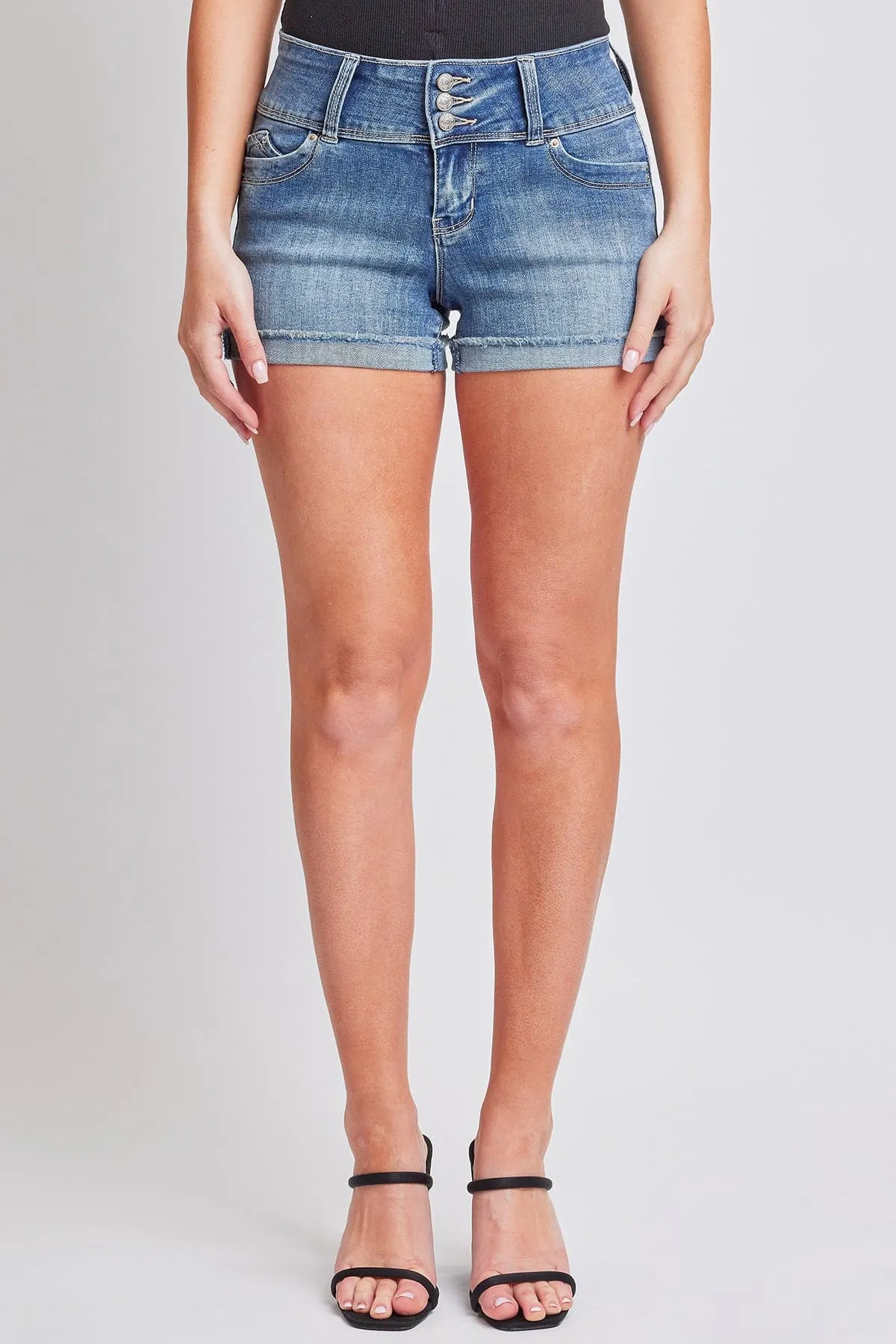 Women's WannaBettaButt 3 Button Cuffed Denim Shorts