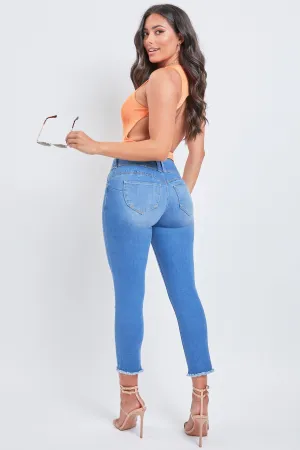 Women's WannaBettaButt 3-Button Fray Hem Flood