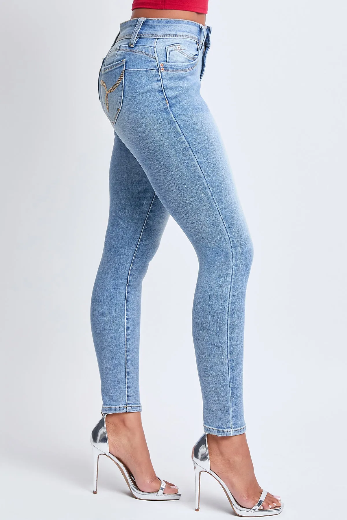 Women's WannaBettaButt Mid Rise Embroidered Skinny Jean