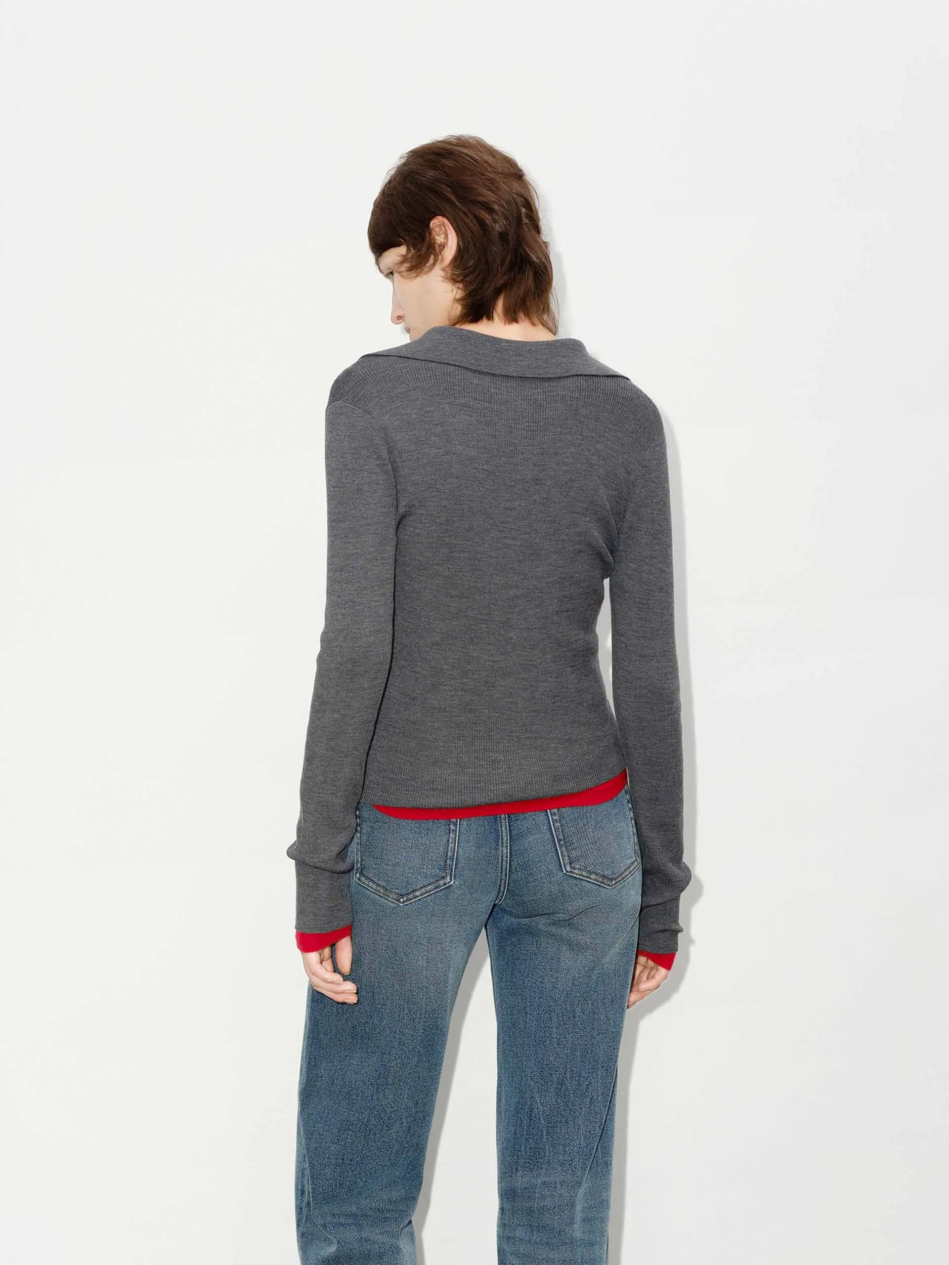 Wool Blend Fitted Knit Top