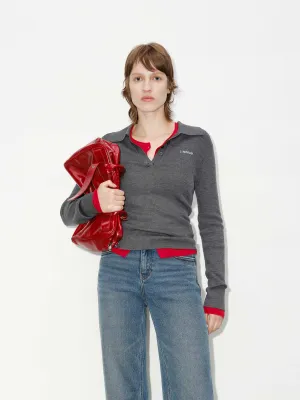 Wool Blend Fitted Knit Top