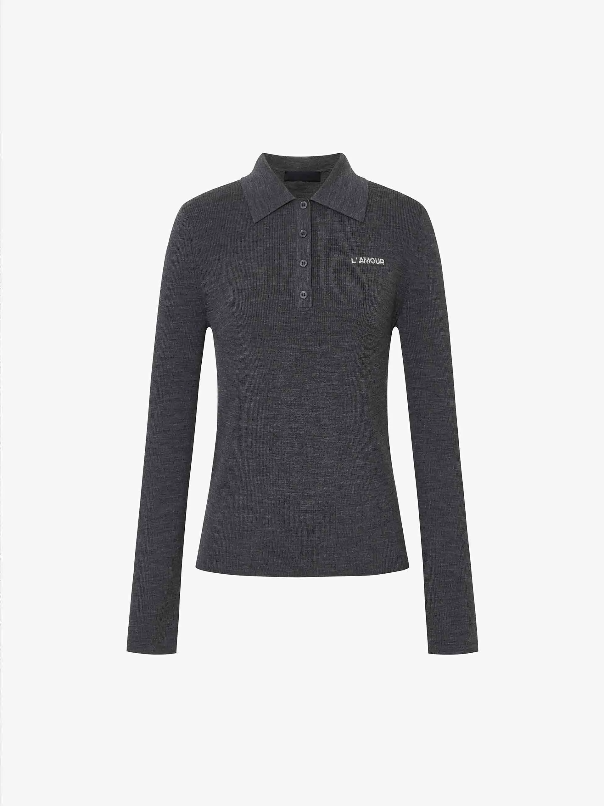 Wool Blend Fitted Knit Top