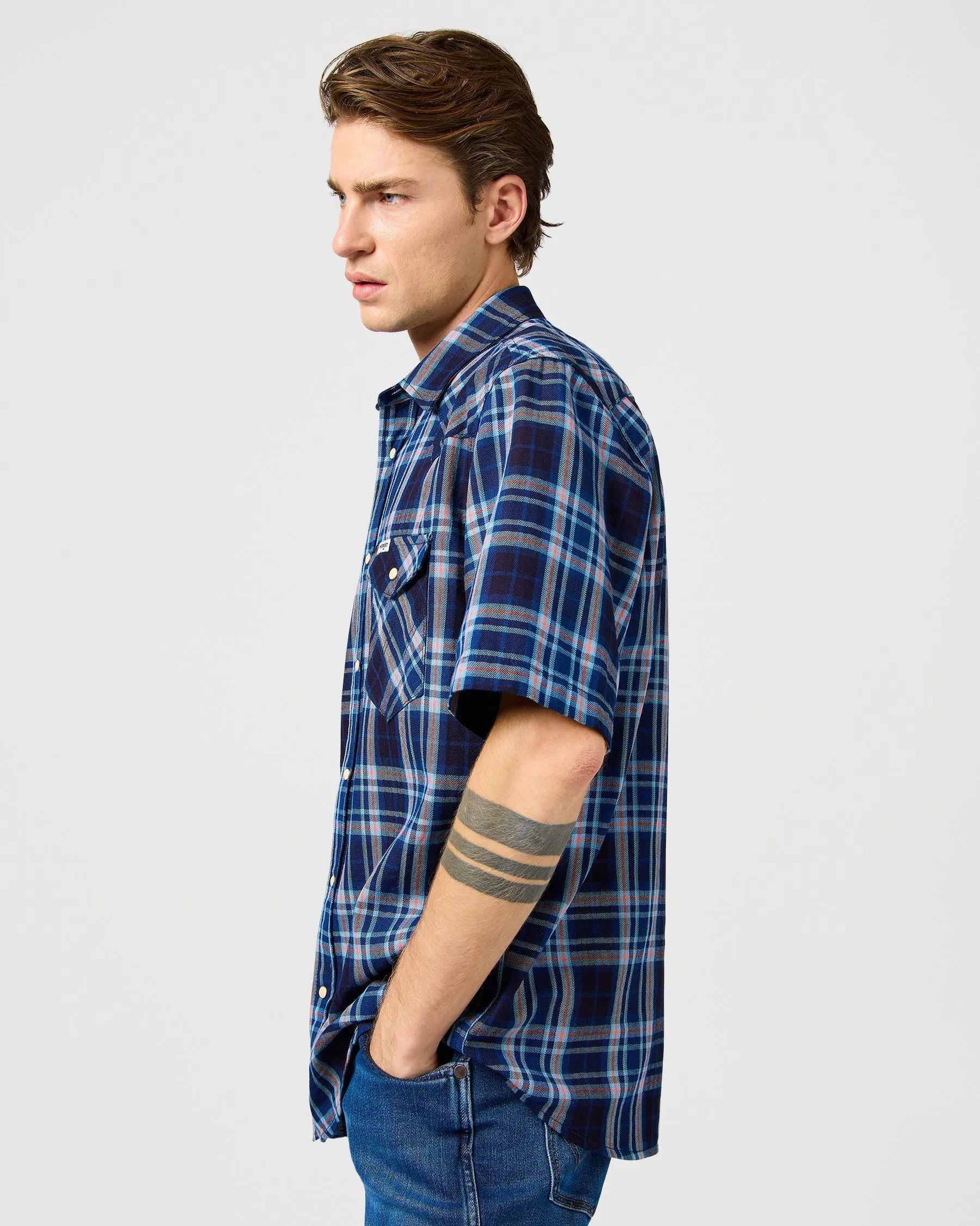 Wrangler S/S Western Shirt - Flamingo Indigo