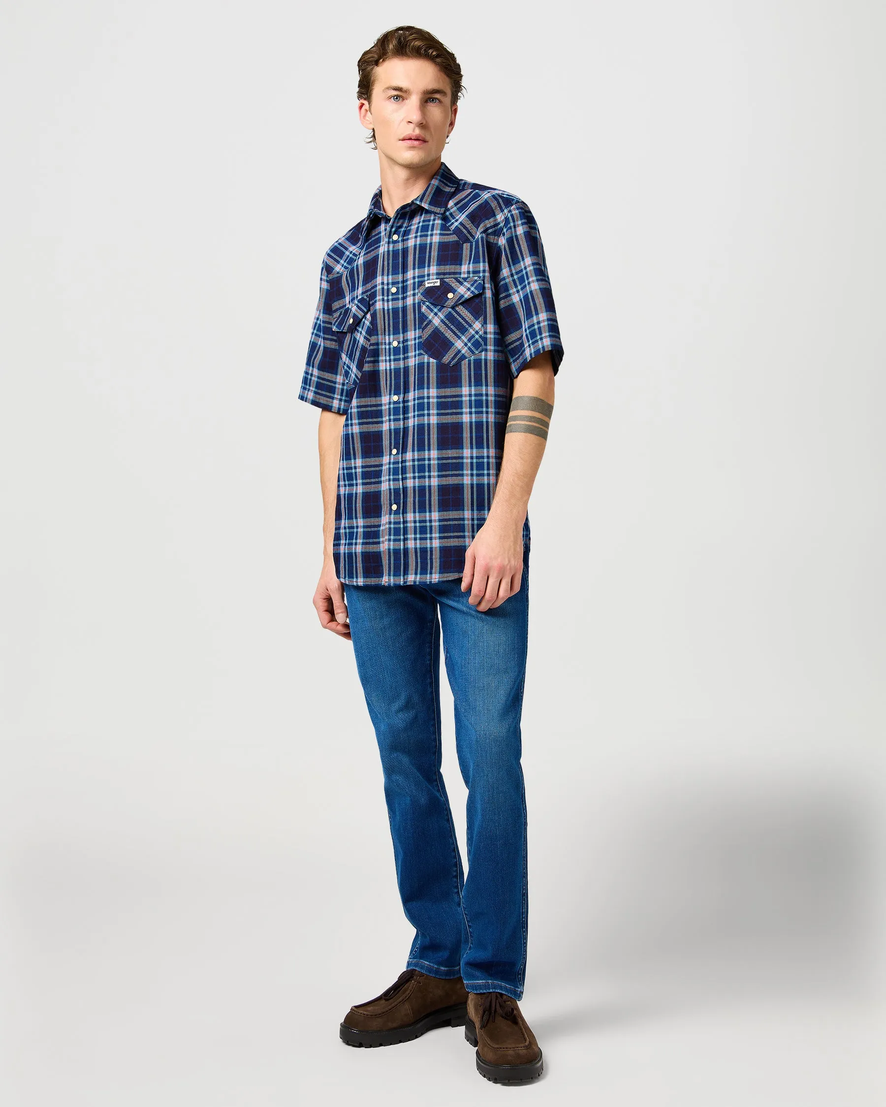 Wrangler S/S Western Shirt - Flamingo Indigo