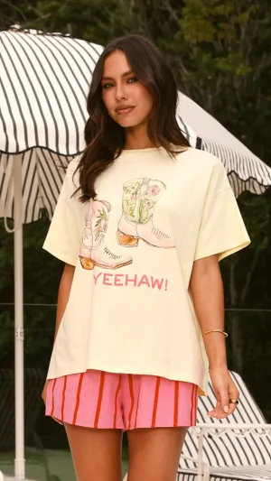 Yeehaw Top and Shorts Set - Yellow/Pink