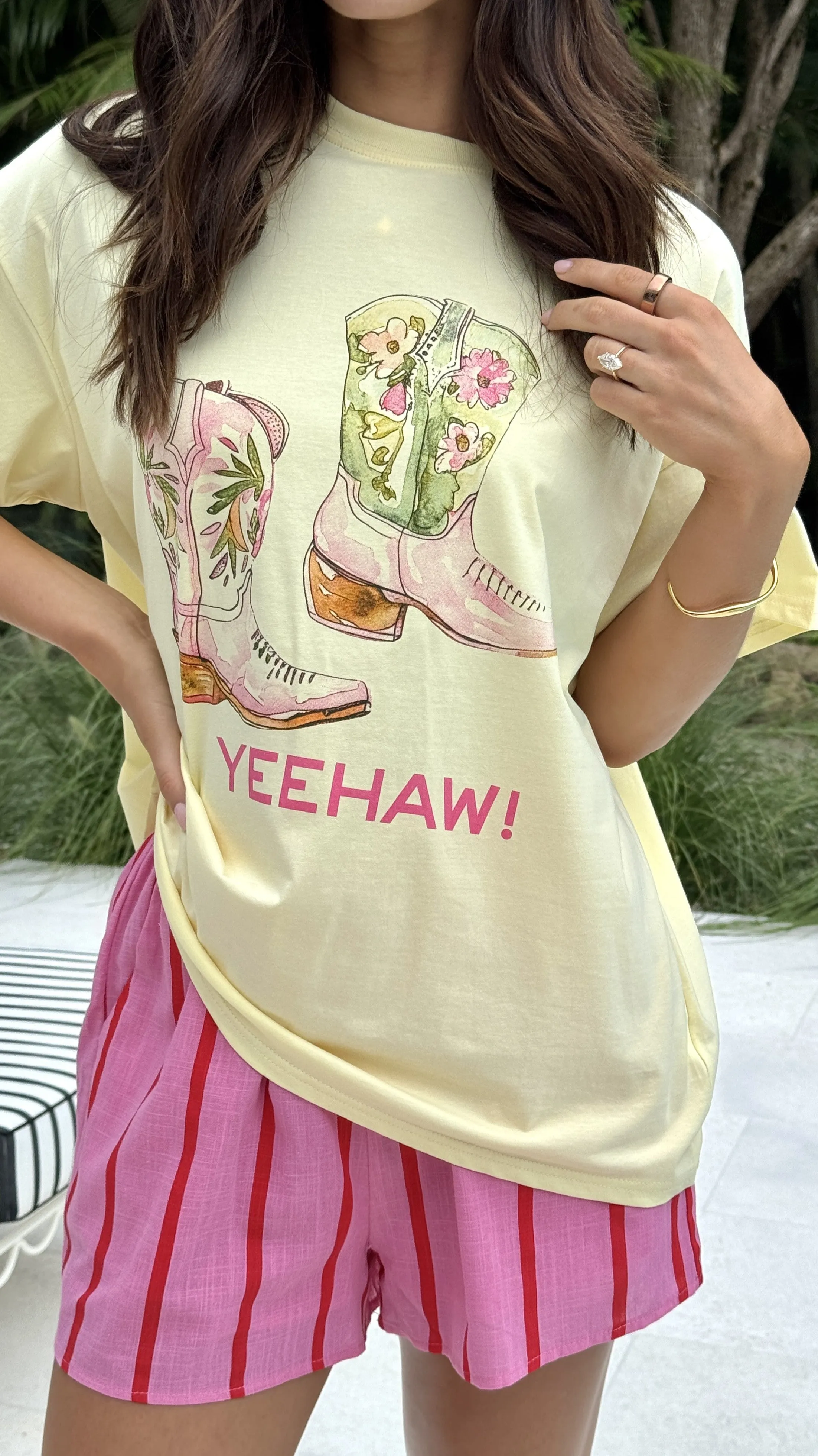 Yeehaw Top and Shorts Set - Yellow/Pink