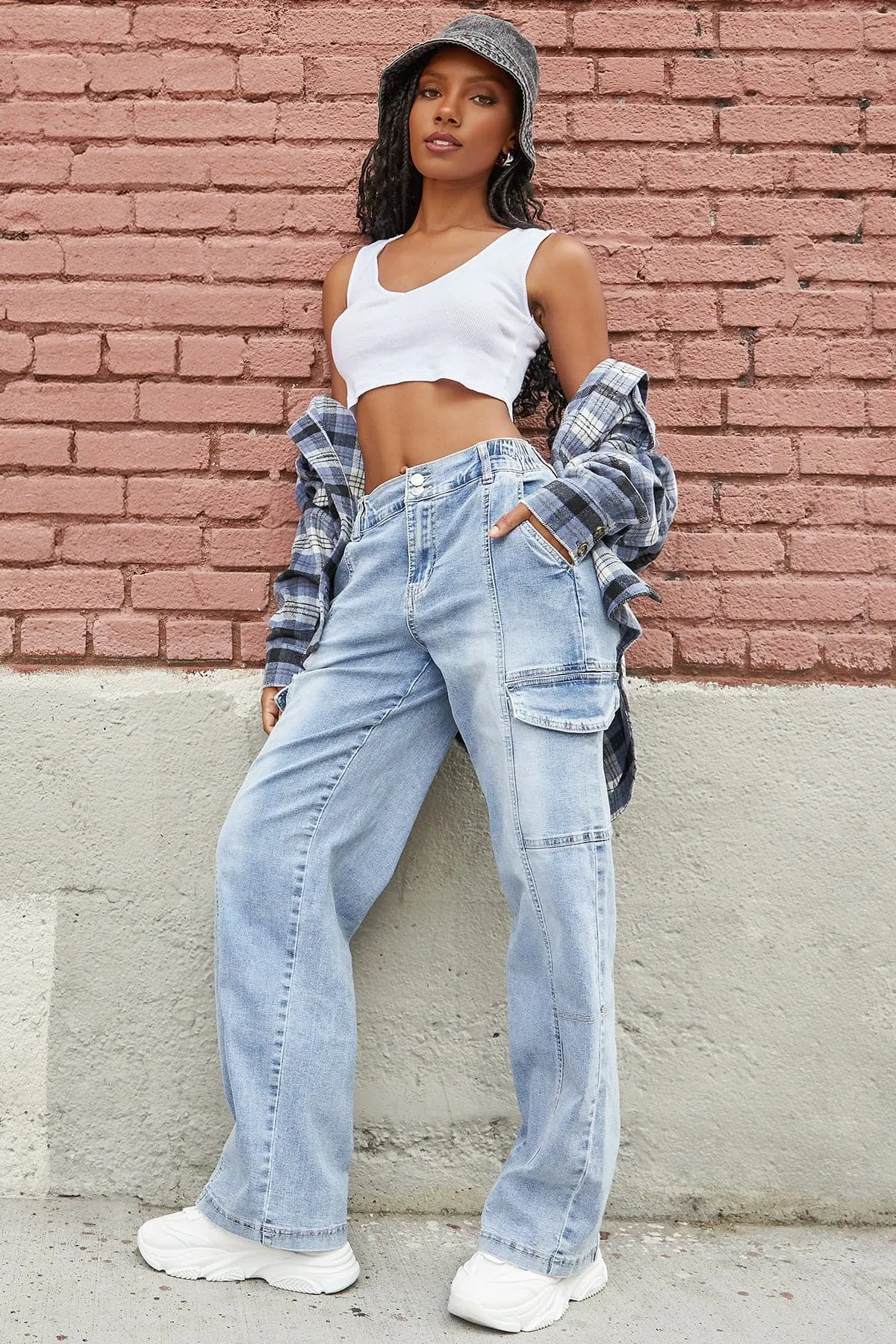 YMI Women's Straight Cargo Jeans