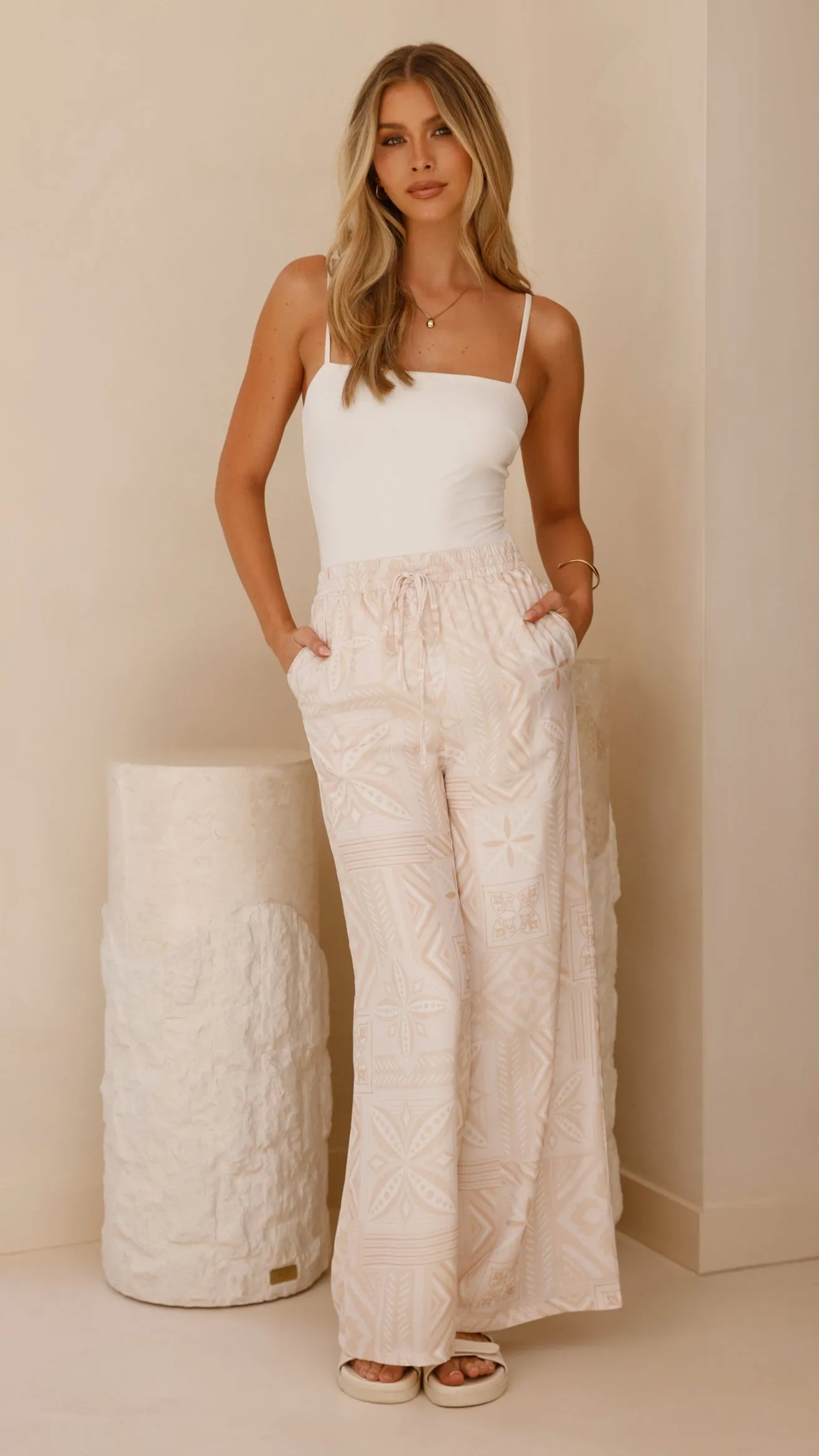 Zahara Pants - Beige Summer