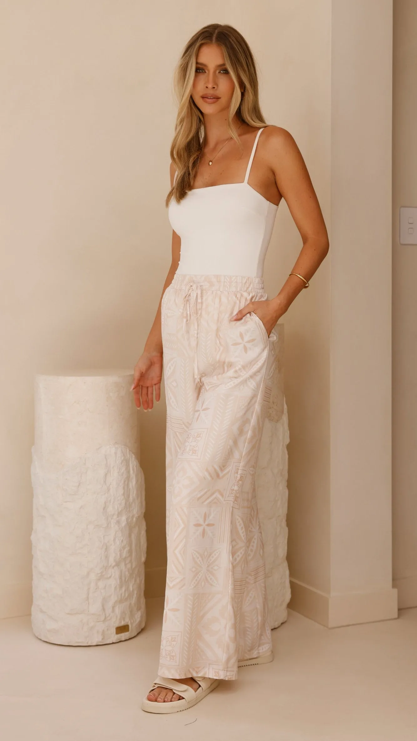 Zahara Pants - Beige Summer