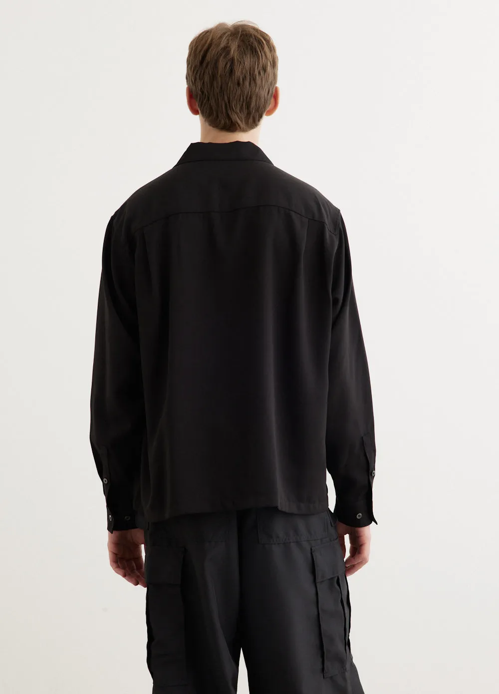 Zip Pocket Rayon Long Sleeve Shirt