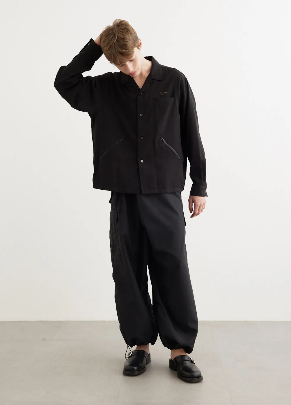 Zip Pocket Rayon Long Sleeve Shirt
